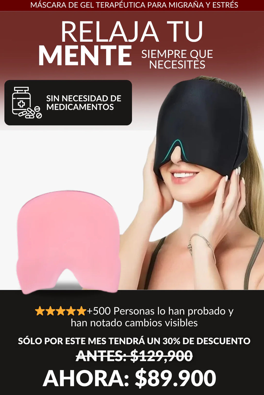 MigraRelief™ – Máscara de gel terapéutica para migraña y estrés