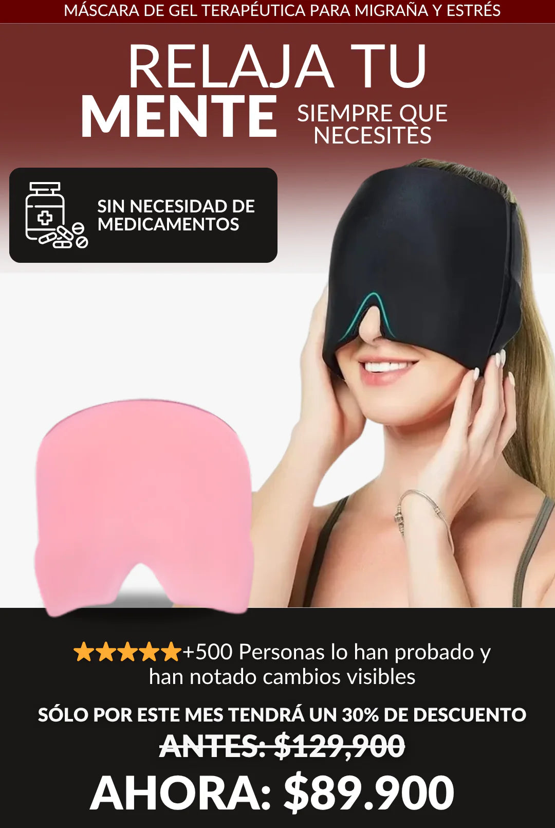 MigraRelief™ – Máscara de gel terapéutica para migraña y estrés